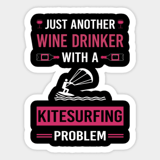 Wine Drinker Kitesurfing Kitesurf Kitesurfer Sticker